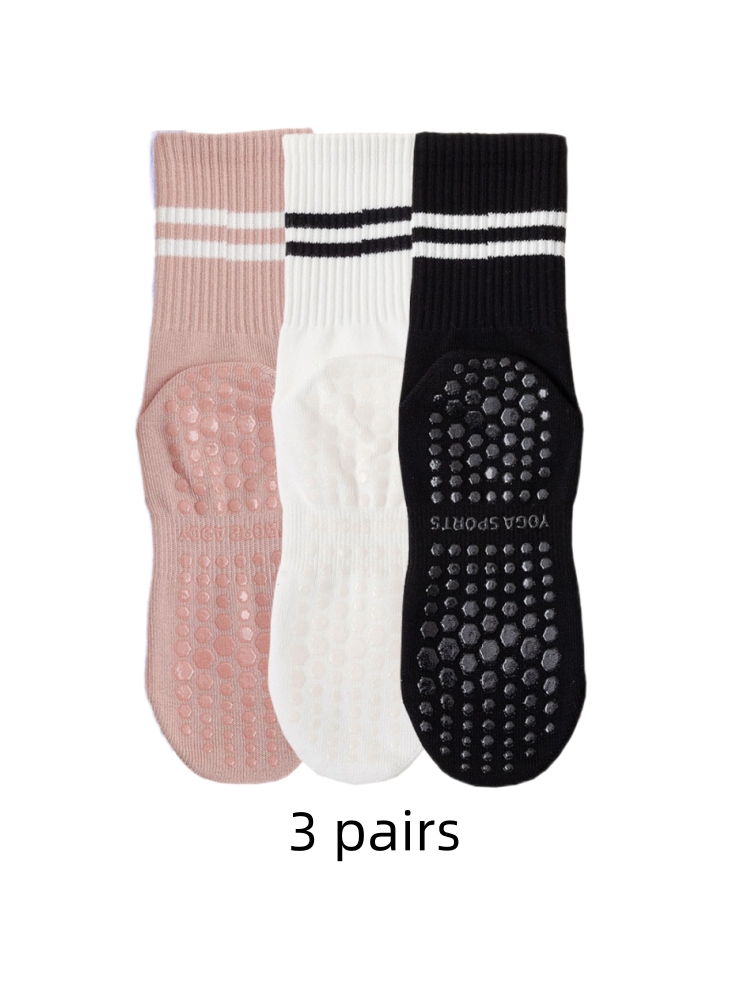 Grip Sock Yoga - 3 çift yoga çorabı, orta uzunlukta