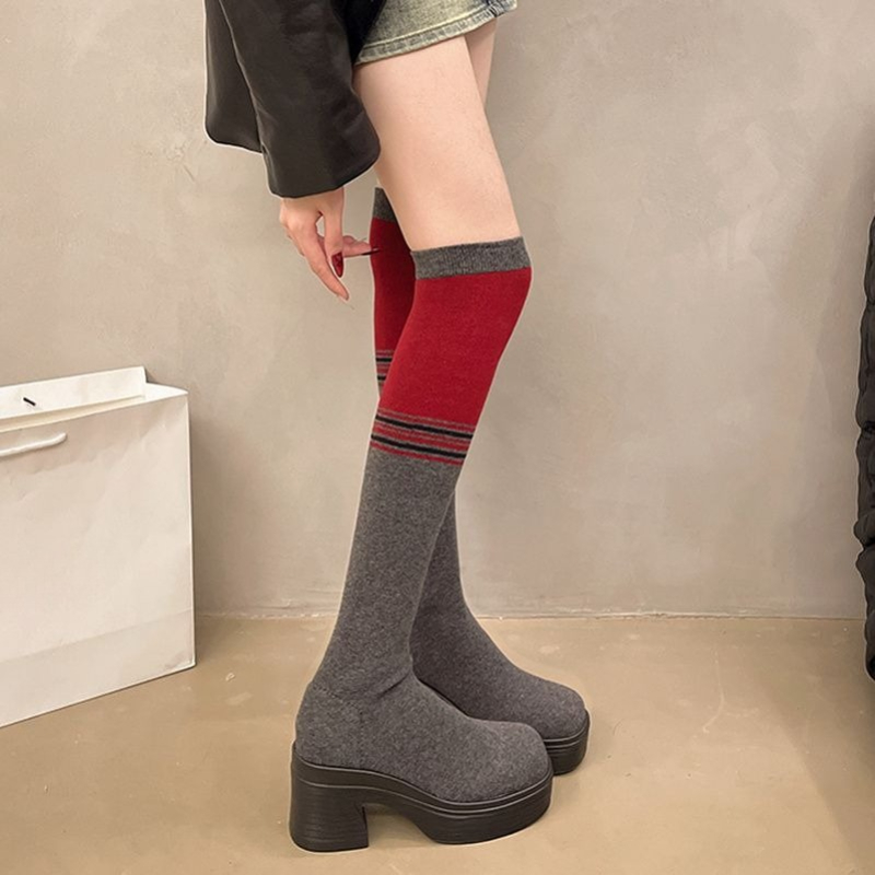 Knee High Sock Women - Kalın Topuklu Kadın Diz Üstü Çorap